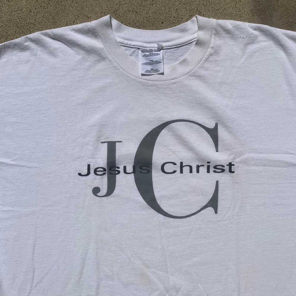 Jesus Christ Calvin Klein Logo Flip Religious Christian Vintage Graphic Shirt